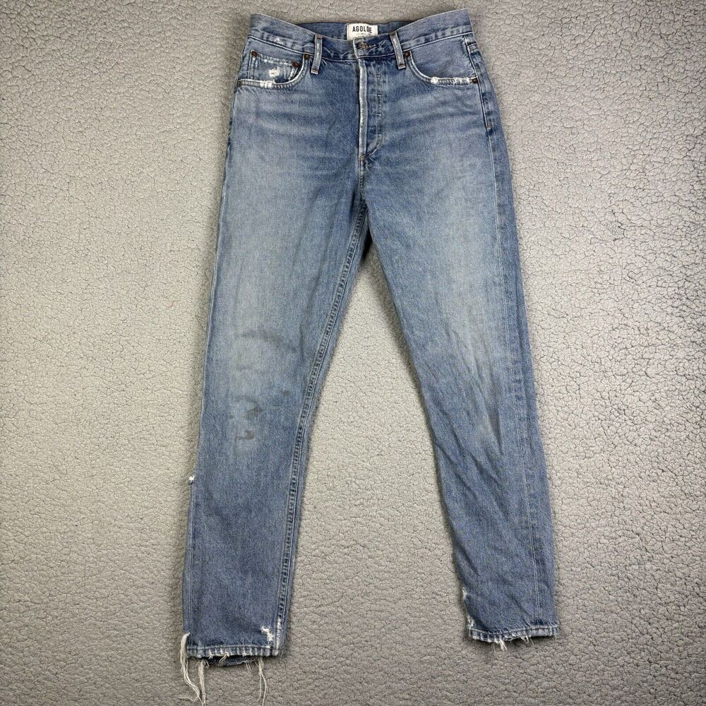 Agolde Womens Button Up High Rise Feel Good Jeans‎ Size 26 DESTROYED DISTRESSED
